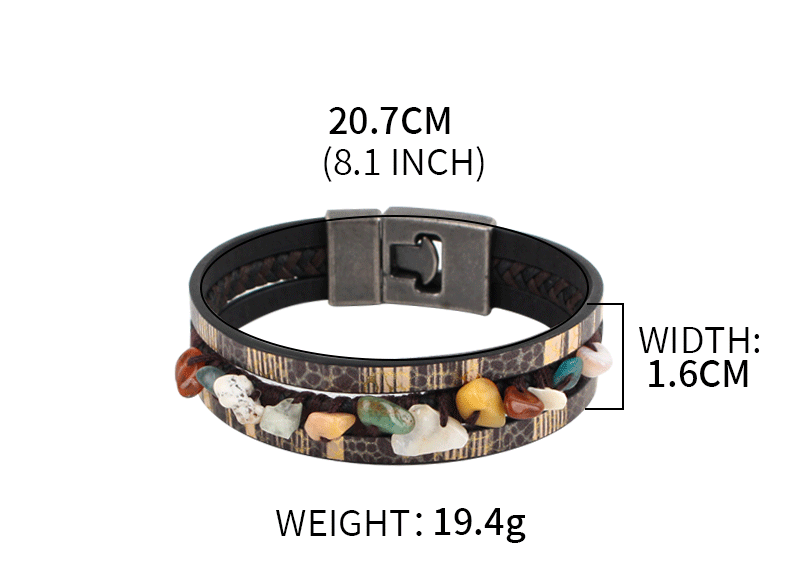 Multi-Layer Leather and Natural Stone Bracelet S5P606
