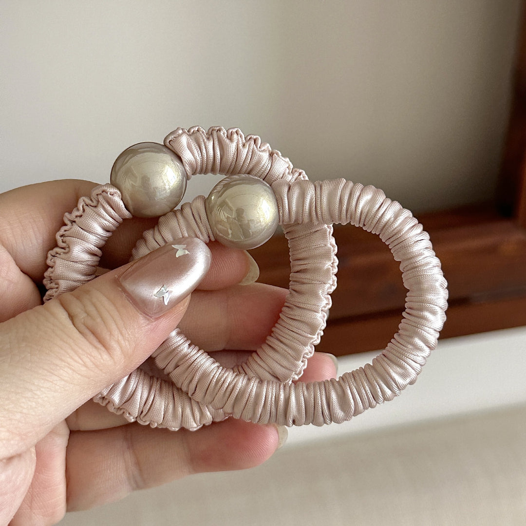 Polka Dot Pearl Mini Scrunchie High Elasticity Women N6H187
