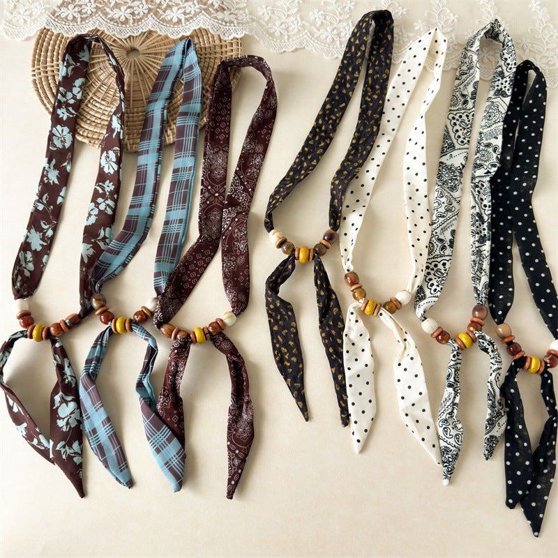 Retro Paisley Beaded Scarf Choker Necklace Women N6D006