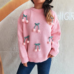 Load image into Gallery viewer, 3D Cherry Patch Round Sweater Mid Heavy Options N5A235

