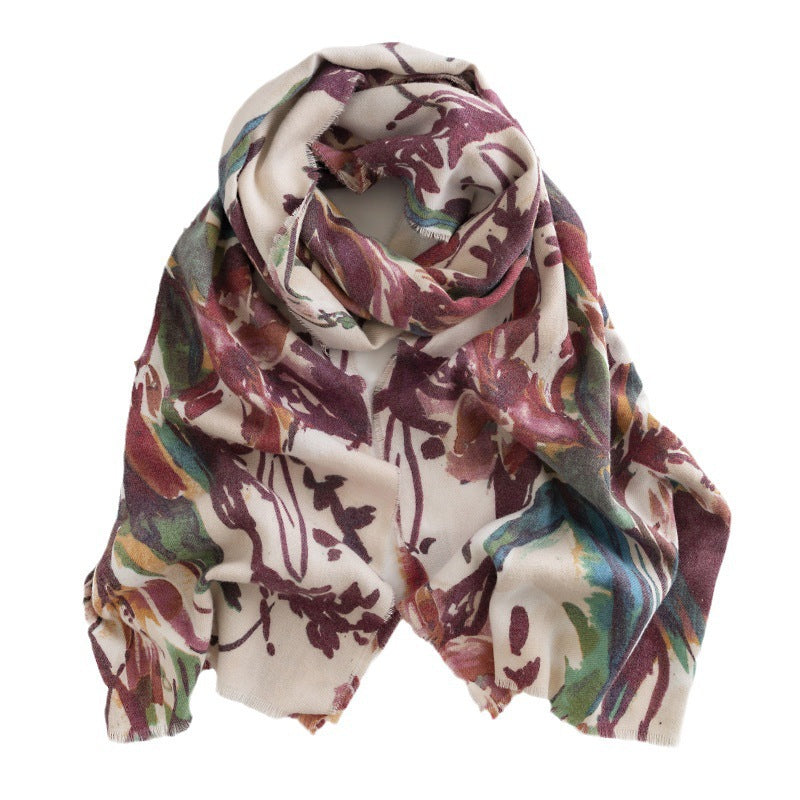 Faux Cashmere Print Wrap Scarf  M5A166