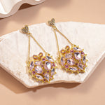 Load image into Gallery viewer, Bow  Heart Earrings Alloy Prong-Set Crystals Silver S5P111
