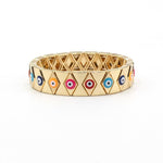 Load image into Gallery viewer, Evil Eye Enamel Cuff Steel Stove Fired Blend S5P079