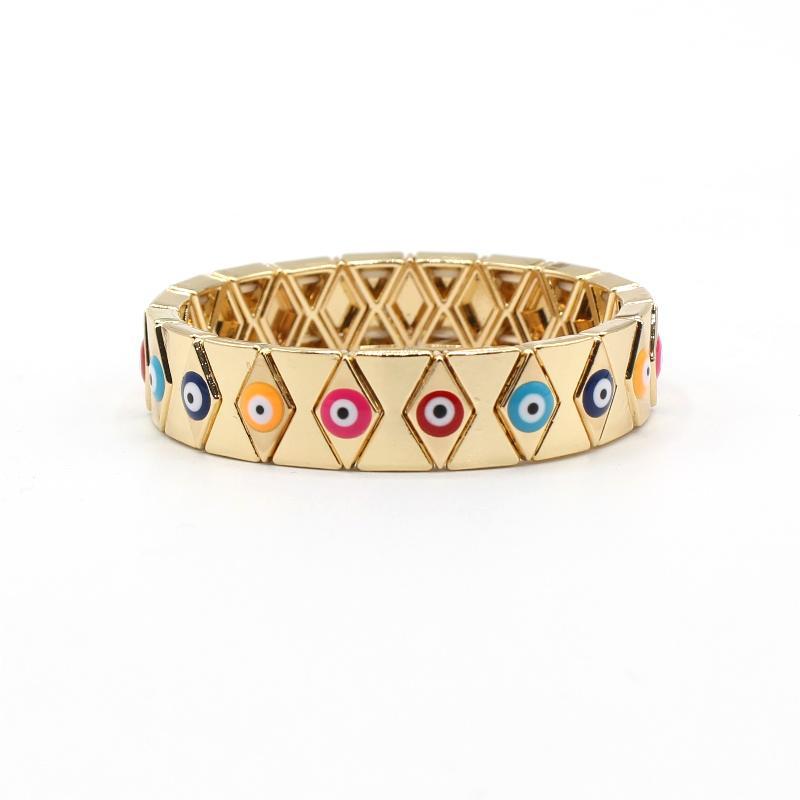 Evil Eye Enamel Cuff Steel Stove Fired Blend S5P079