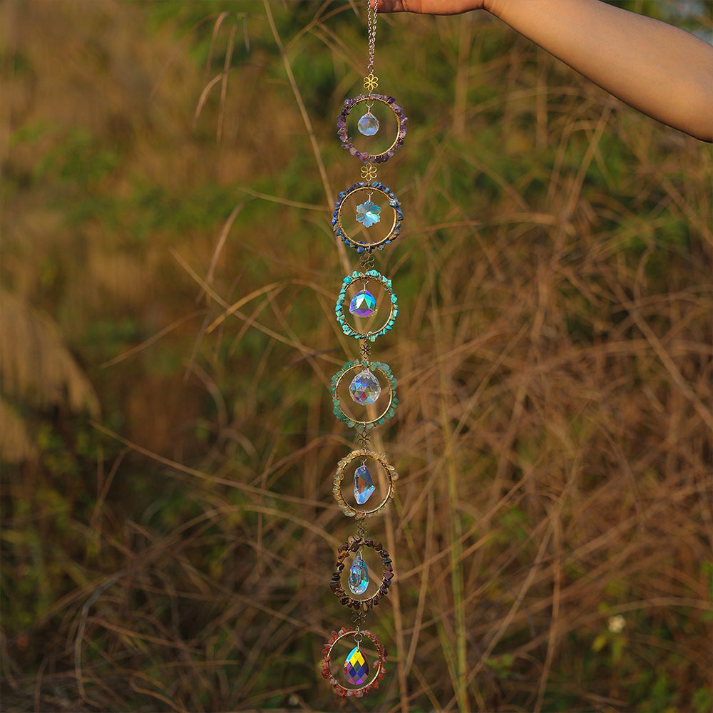 Natural Crystal Dream Catcher Wind Chime Hanging Decor N6F296