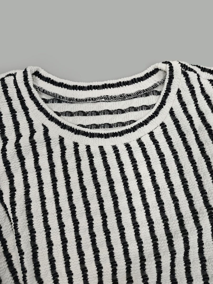 Black White Stripe Twist Knot Side Slit Bodycon Dress N6D208