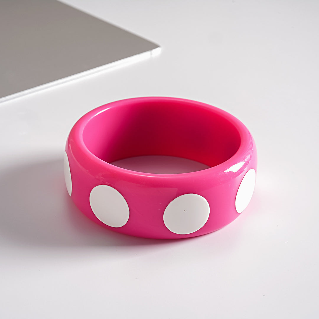 Dopamine Resin Round Polka Dot Bangle Women N6H079