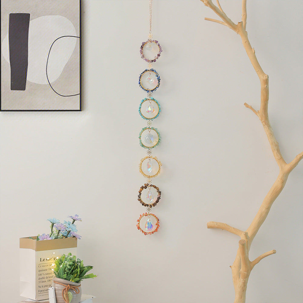 Natural Crystal Dream Catcher Wind Chime Hanging Decor N6F296