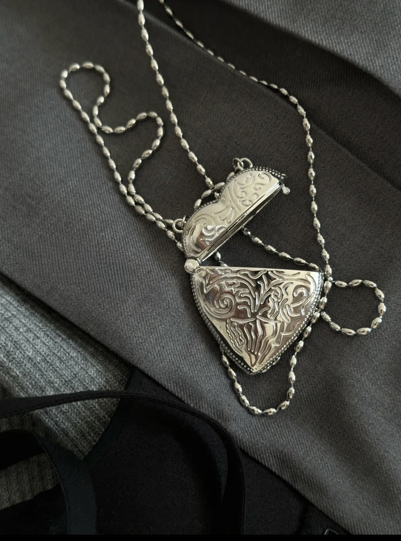 Locket Heart Necklace Copper White Gold Plated N6B184