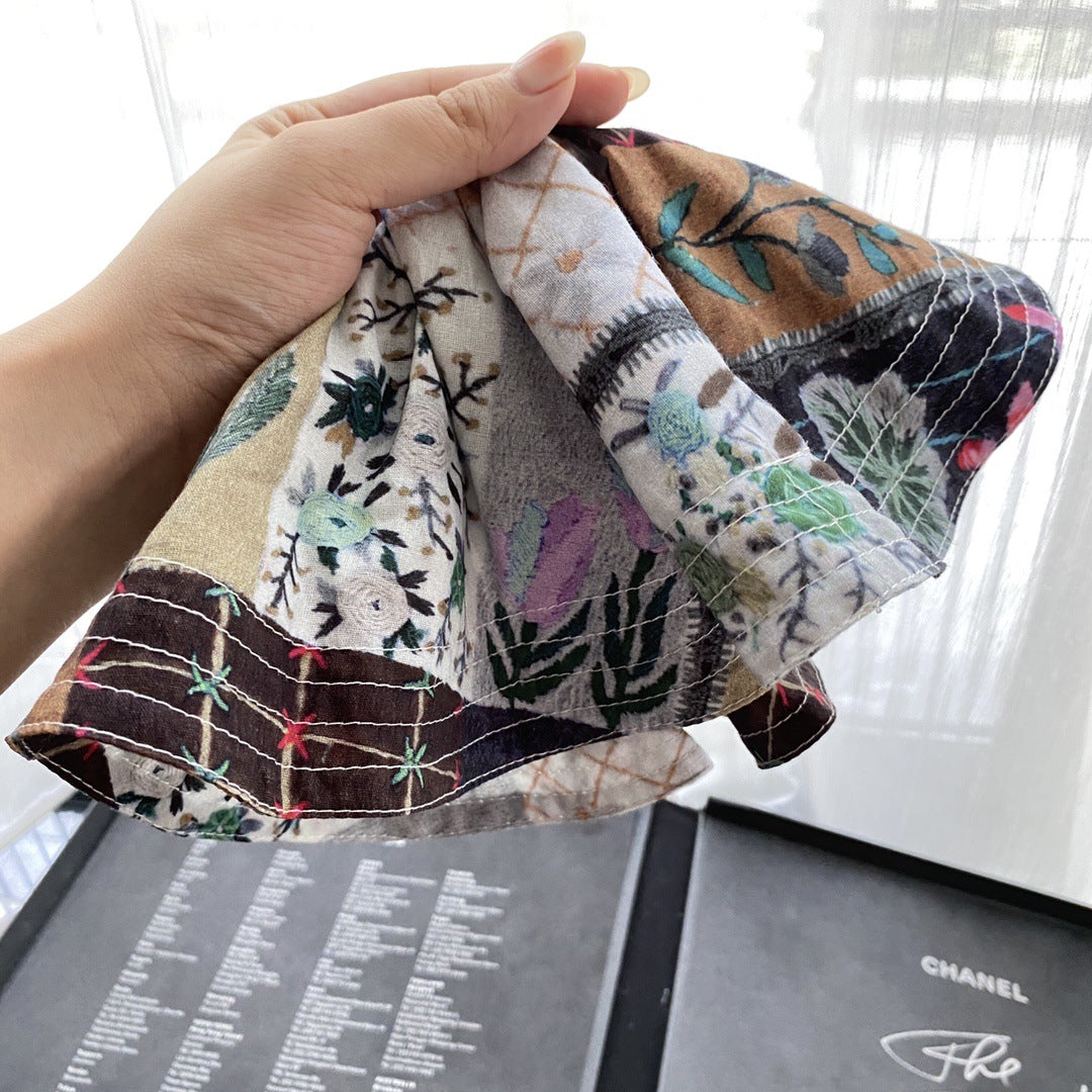 Patchwork Floral Scrunchie Linen Boho Hair Tie N6F141