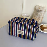 Load image into Gallery viewer, Striped Color-Block Cotton Blend Travel Cosmetic Bag N6J266