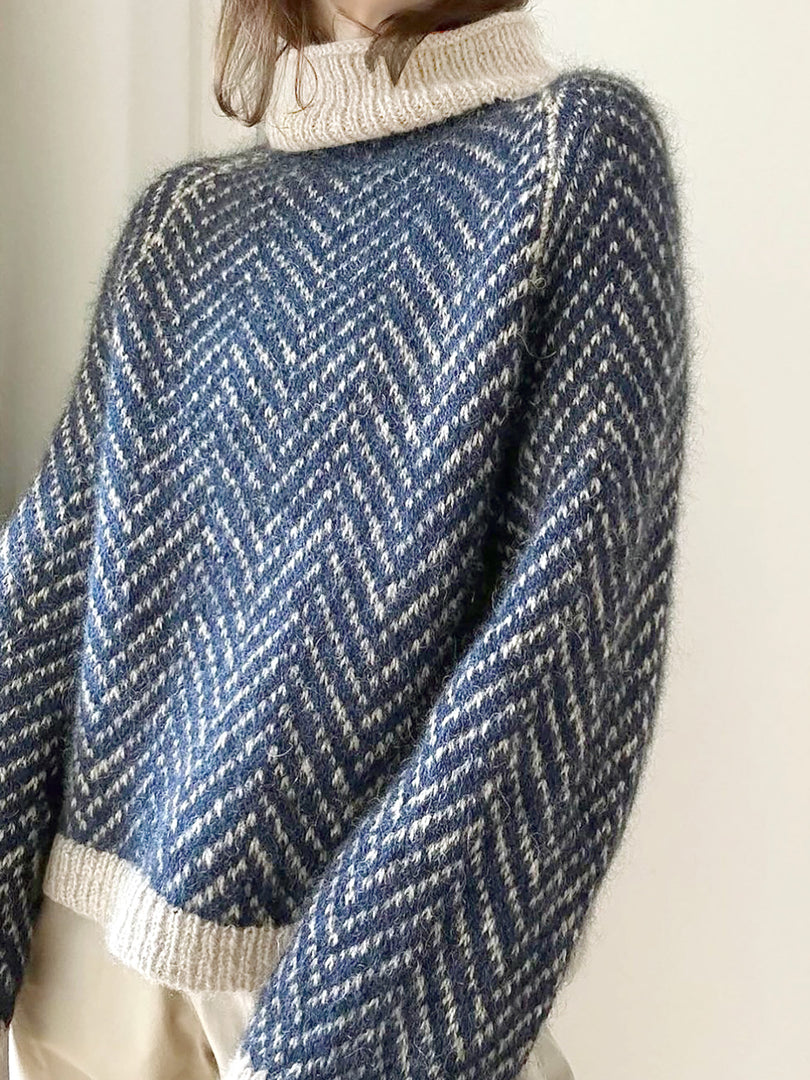 High Neck Long Sleeve Colorblock Knit Sweater Women N6H274