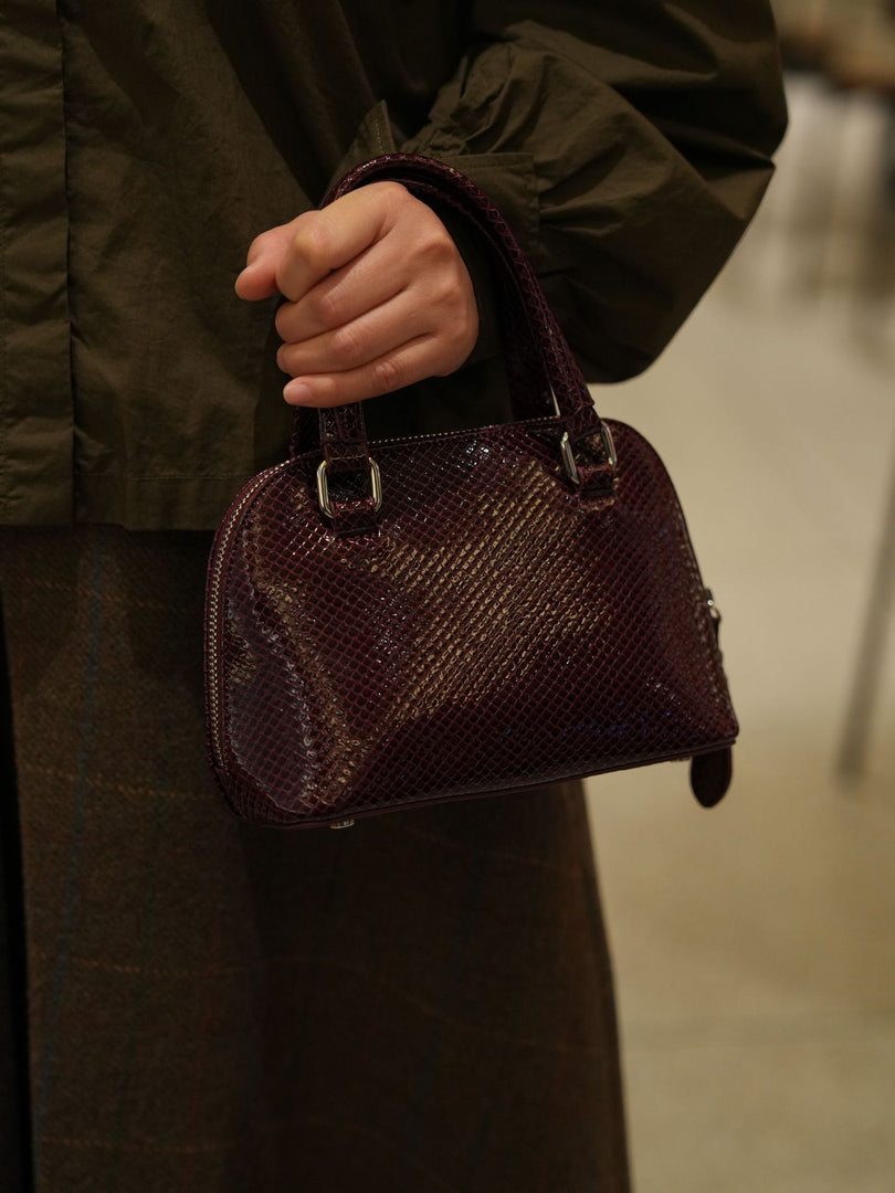 Burgundy Stone Texture Shell Bag Women N6C036