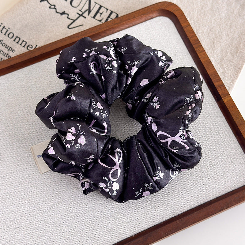 Padded Satin Floral Scrunchie Hair Tie N6C018