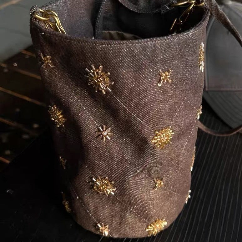 Beaded Embroidered Bucket Bag New Chinese Style N6F179