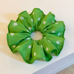 Load image into Gallery viewer, Green White Polka Dot Scrunchie Summer Fresh Hair Tie N6F138