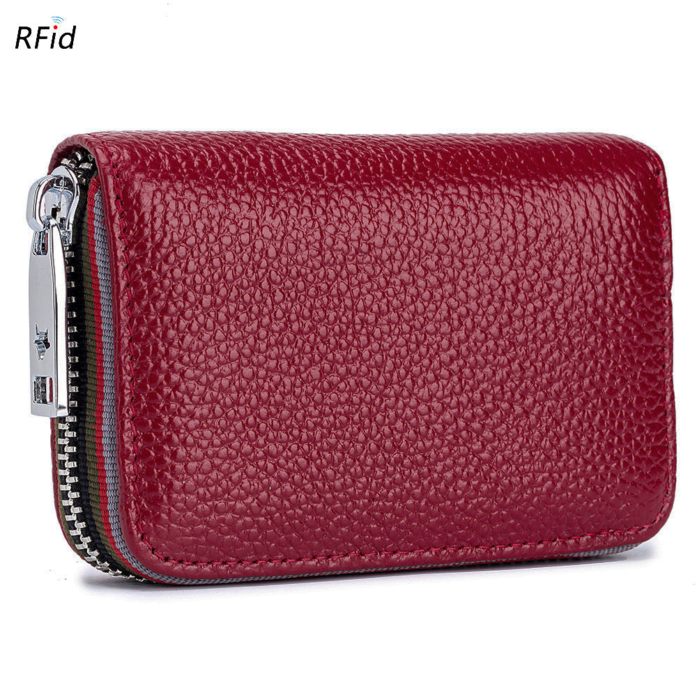 RFID Leather Accordion Card Case 12 Slots Women N6D034