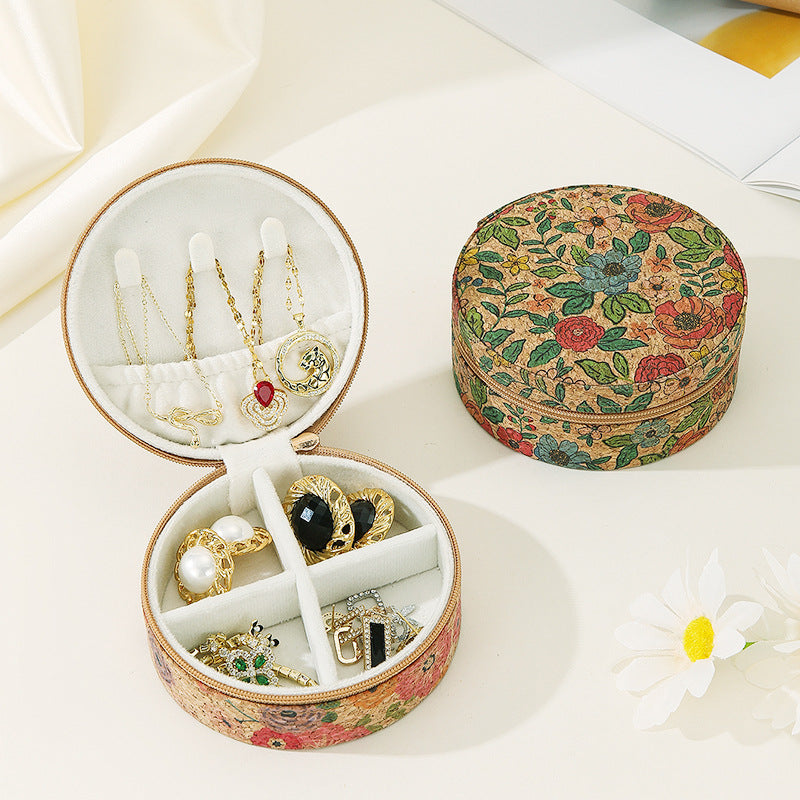 Jade Bracelet Cork Storage Box with Velvet N6E093