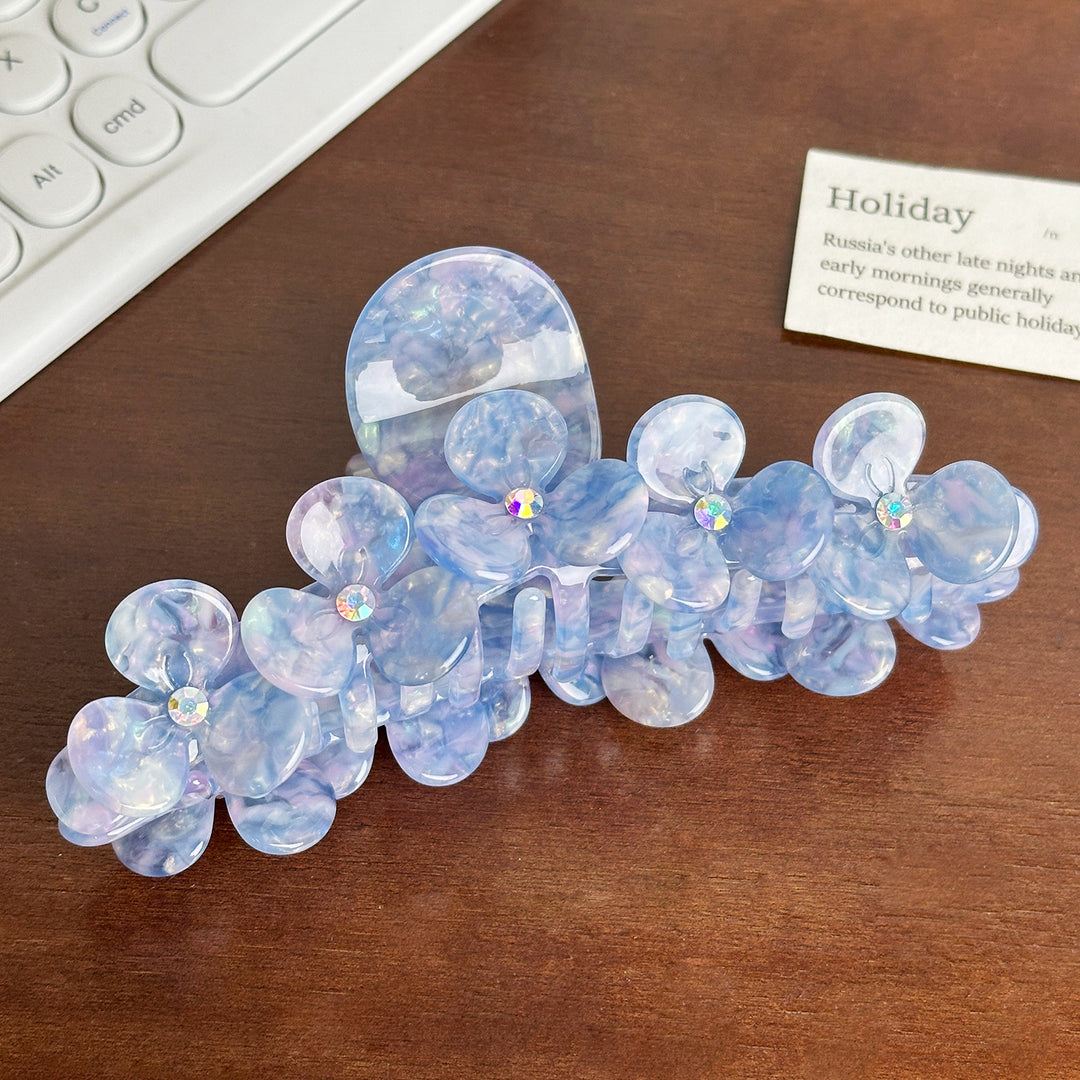 Heavy Rhinestone Flower Acetate Hair Claw Clip N6C349