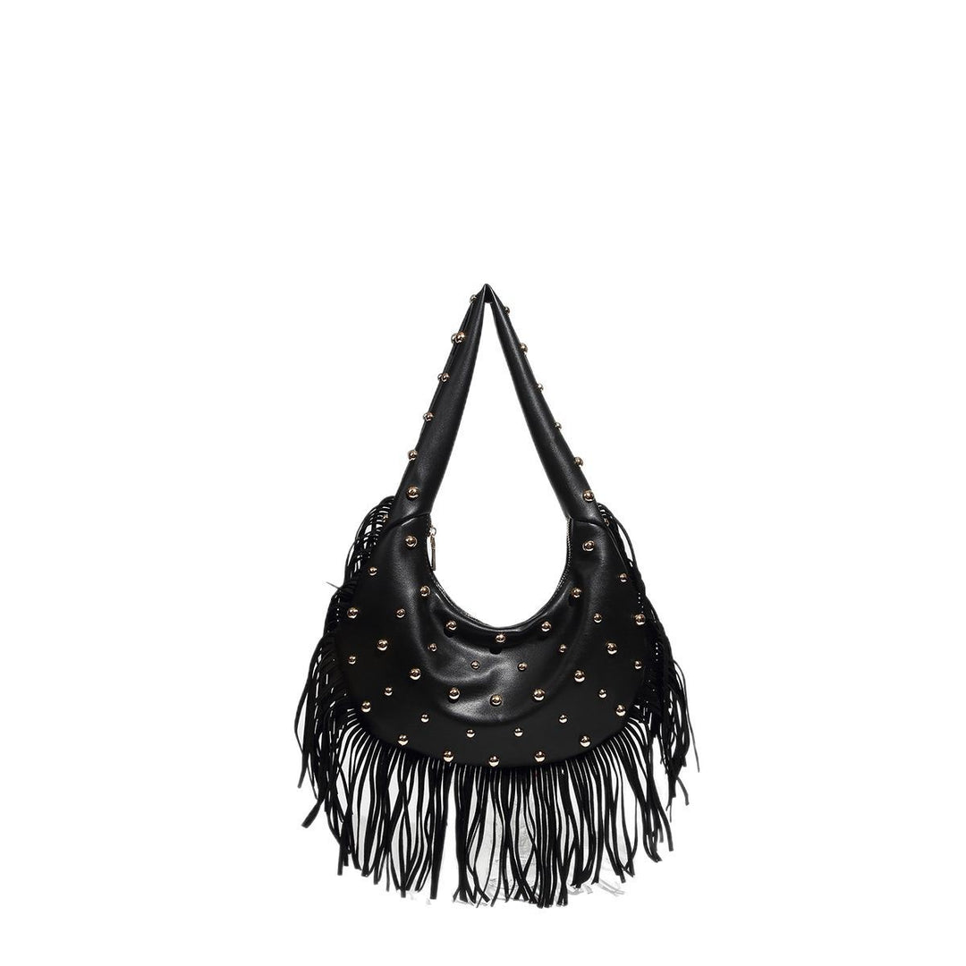 Edgy Fringe Accent Shoulder Bag  S5P465