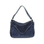 Load image into Gallery viewer, Women's Washed Denim Studded Bag N6J212