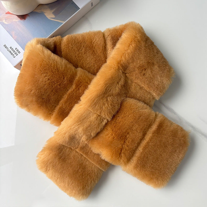 Unisex Plush Crossed Neck Warmer Scarf N6J130