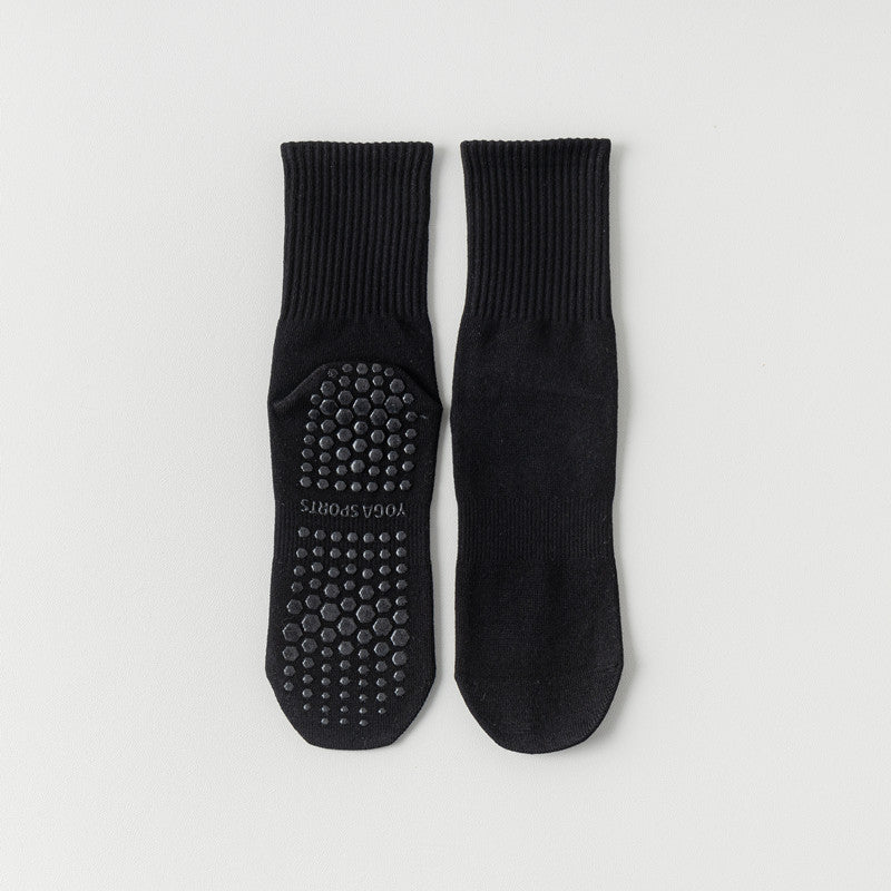 Solid Cotton Anti-Slip Yoga Socks Women Mid-Calf N6H003