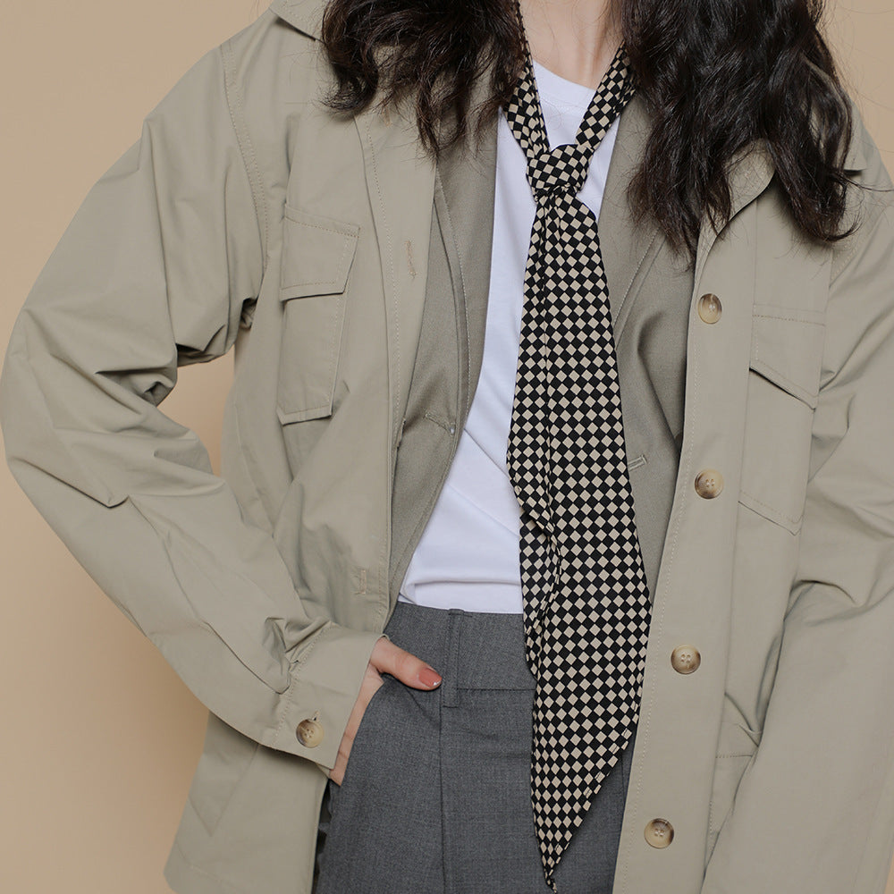 Simple French Thin Stripe Scarf Women Versatile M5A338