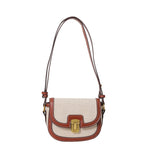 Load image into Gallery viewer, Contrast Panel Saddle Shoulder Bag Canvas Polyester S5P334

