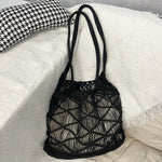 Load image into Gallery viewer, Open Weave Waxed Rope Beach Bag Large Straw Tote N6F116