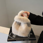 Load image into Gallery viewer, Women's Plush Drawstring Bucket Crossbody Bag N6J187