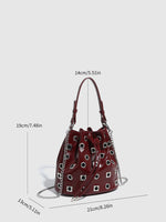 Load image into Gallery viewer, Eyelet  Rivet Detail Drawstring Bucket Bag  S5P463