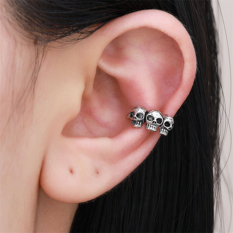 Halloween Punk Skull Clip On Earrings  S5P496