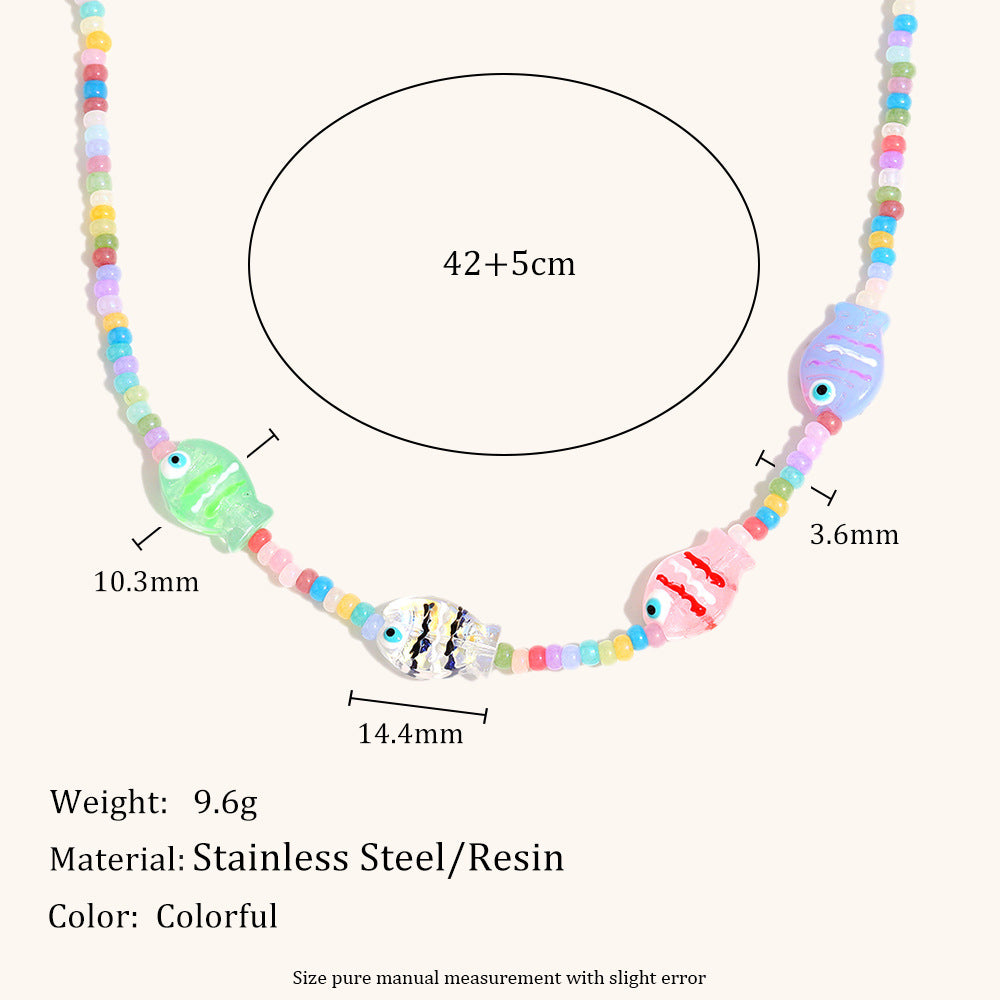 Acrylic Ceramic Chain Multicolor Bead Steel Plated S5P215