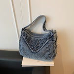 Load image into Gallery viewer, Women's Washed Denim Studded Bag N6J212