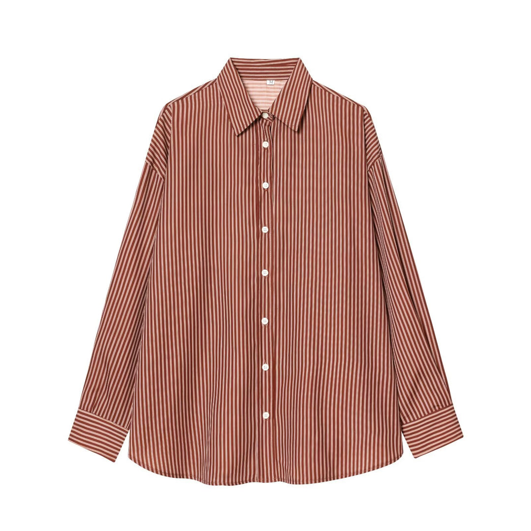 Striped Poplin Loose Shirt Women N6C099