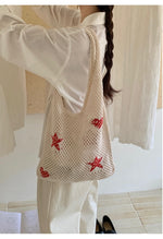 Load image into Gallery viewer, Vintage Heart Openwork Crochet Tote Bag Women N6C058