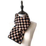 Load image into Gallery viewer, Checkerboard Knit Scarf Women Black Brown N6H250
