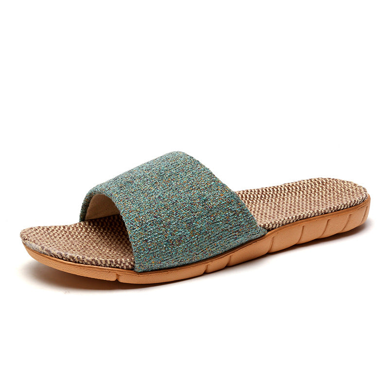 Non Slip Woven Linen Home Slippers Women N6C228