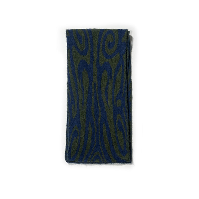 Wool Blend Patchwork Jacquard Knit Scarf N6K230