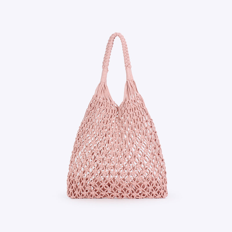 Crochet Shoulder Bag Cotton Rope Beach Tote N6F121