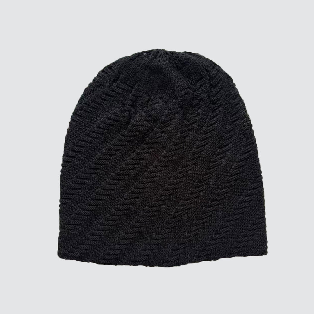 Slouchy Cotton Acrylic Solid Knit Beanie Women N6H214
