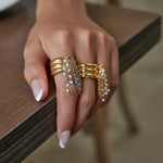 Load image into Gallery viewer, Chain Tassel Ring Two-Tone Steel Fringe S5P065
