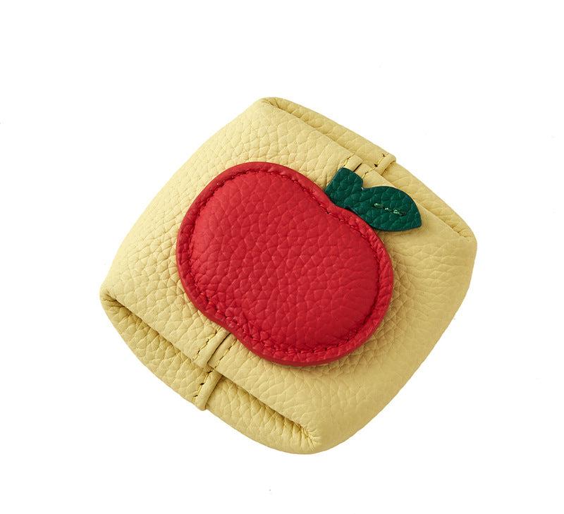 Top Grain Leather Apple Coin Purse Mini Organizer N6G089