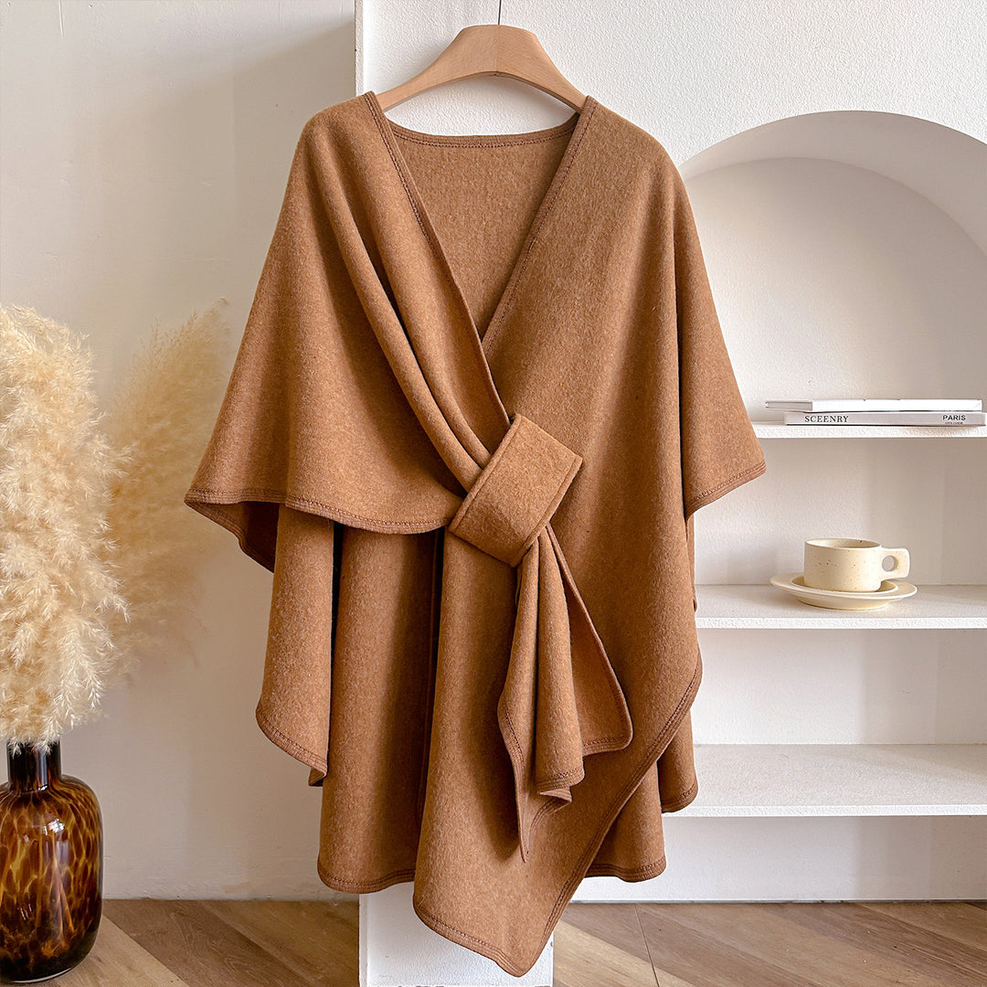 Solid Split Shawl Women Winter Warm Outerwear N6H239