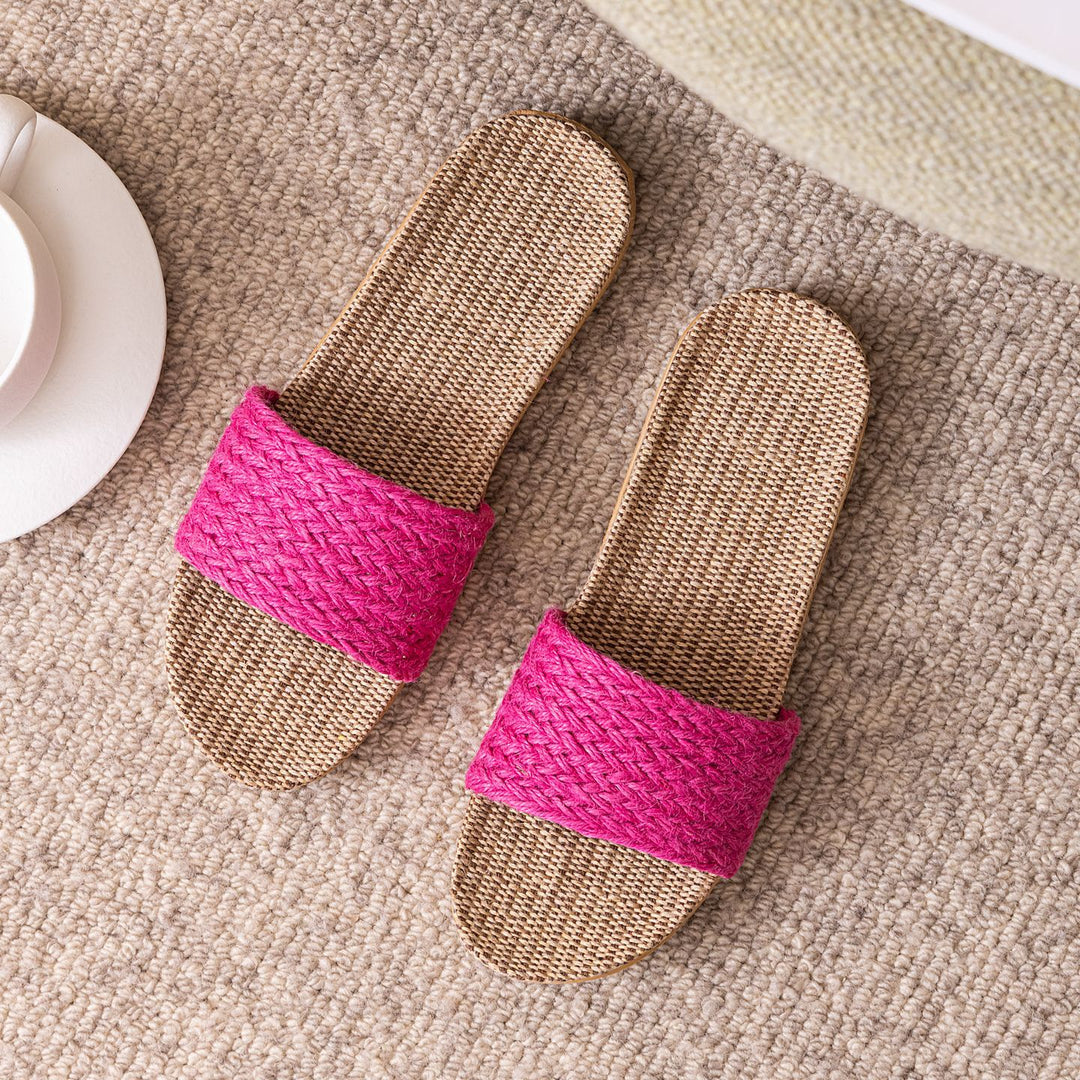 Woven Linen House Slippers Women N6C227