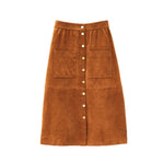 Load image into Gallery viewer, Corduroy High Waist Skirt Women Retro Caramel Brown N5A075
