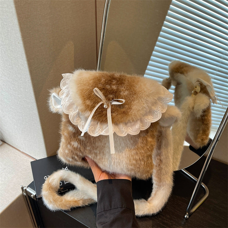 Women's Plush Deer Mini Crossbody Bag N6J185