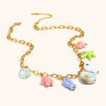 Load image into Gallery viewer, Multicolor Fish Pendant Chain Steel Gold Plated S5P213