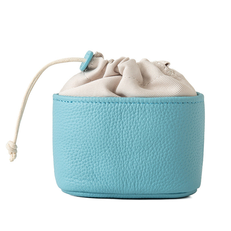 Women's Top-Grain Leather Drawstring Coin Purse N6J237